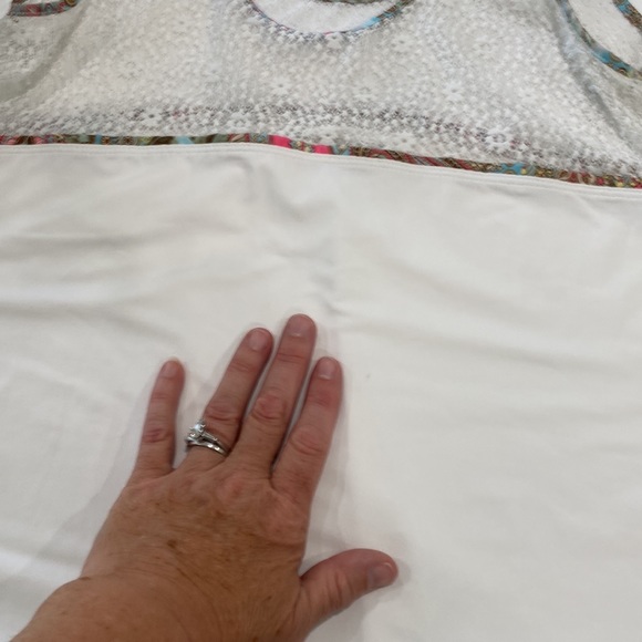 Denise Cronwall tennis tank top with sheer and floral trim size large - Picture 4 of 8